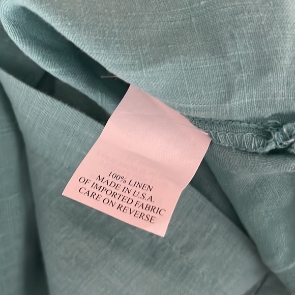 Hot Cotton l 100% Linen 3/4 Sleeve Teal Top - Picture 4 of 4